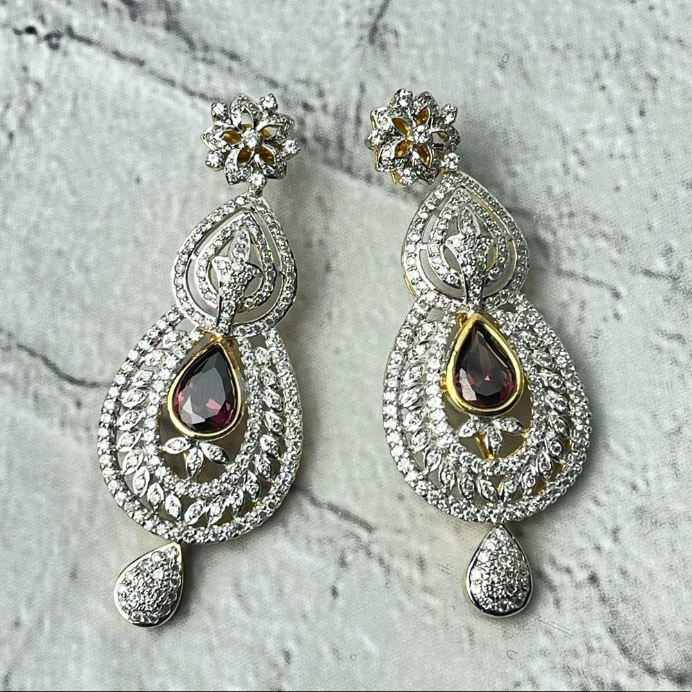 Indian Large Earring With Wooden Gift Jewelry Box
